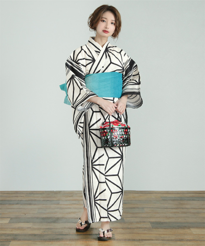 麻の葉古典柄 綿麻浴衣 | SEA DRESS